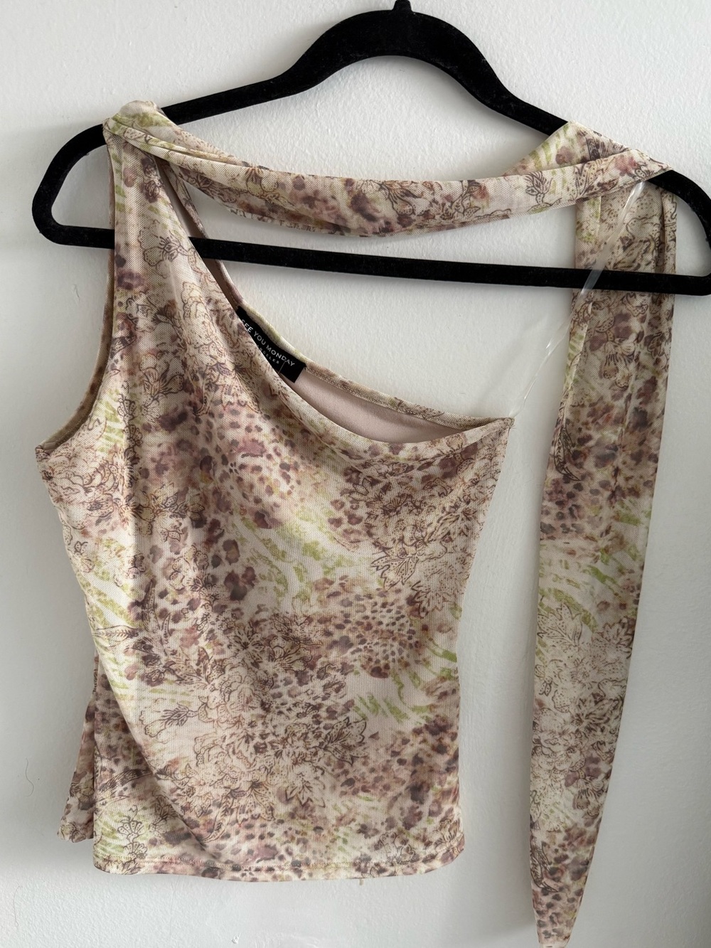Floral Animal Print One-Shoulder Tank Top